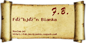 Fábján Bianka névjegykártya